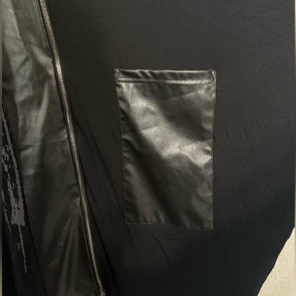 NÖR Denmark Midi Dress size US 2 Black Jersey Full Zip-up Faux Leather Panels - Picture 7 of 16